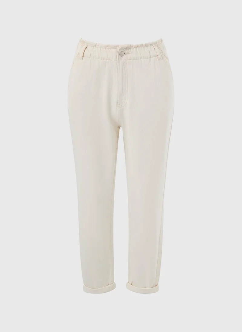 Matalan Off White Ecru Paperbag Jeans for Women | Best Price UAE